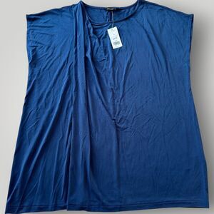 NWT $58 Banana Republic Women's XL Navy Blue Cap Sleeve STRETCH Pullover Top